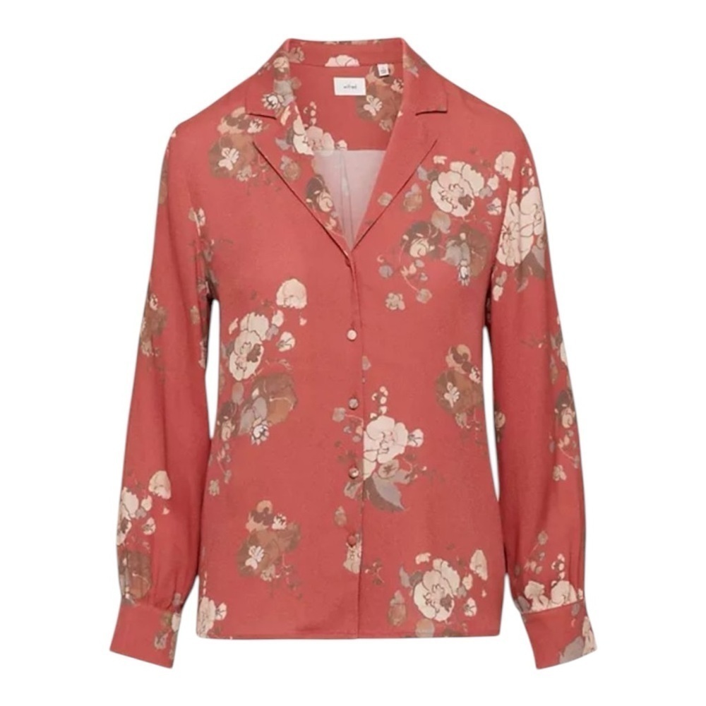 ARITZIA Tulum Blouse in Rosy Red/ Rch Chestnut NWOT